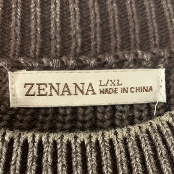 2 Zenana Outfitters Brown and Red Crew Neck Sweaters - Picture 1 of 1